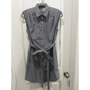 Frame Black Gingham Belted Button Front Shirt Dress Sz XS
